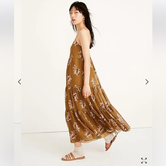 Madewell Cami Tier Midi Dress Metallic Classic Corsage Women’s Size 4 - Picture 16 of 16